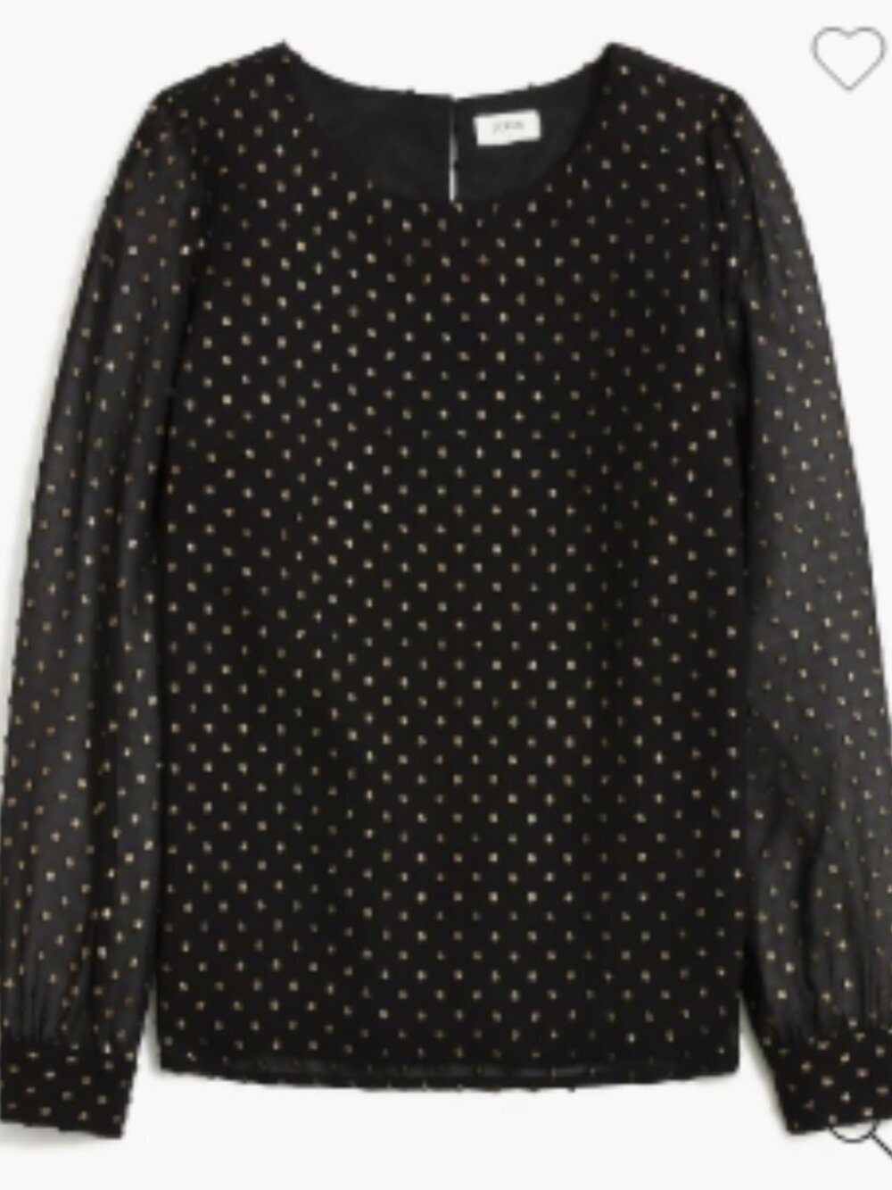 NWOT J.Crew Gold Shimmer Clip-Dot Top Black Long Sleeve in Size L - Picture 14 of 14